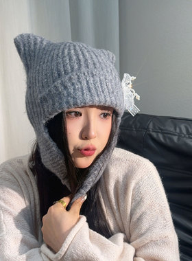 秋冬保暖护耳猫耳针织帽女