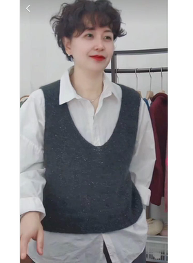织EE【V领马甲彩点】彩点羊毛马海手衣编织材料包视频教程非成品