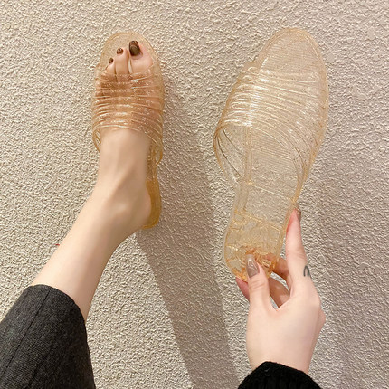 浴室洗澡防滑防臭居家拖鞋女轻便百搭平底外出可爱软底网红凉拖鞋