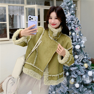 新款~牛油果绿皮毛一体加厚外套2C118-M871-P205控308,皮草,2C118