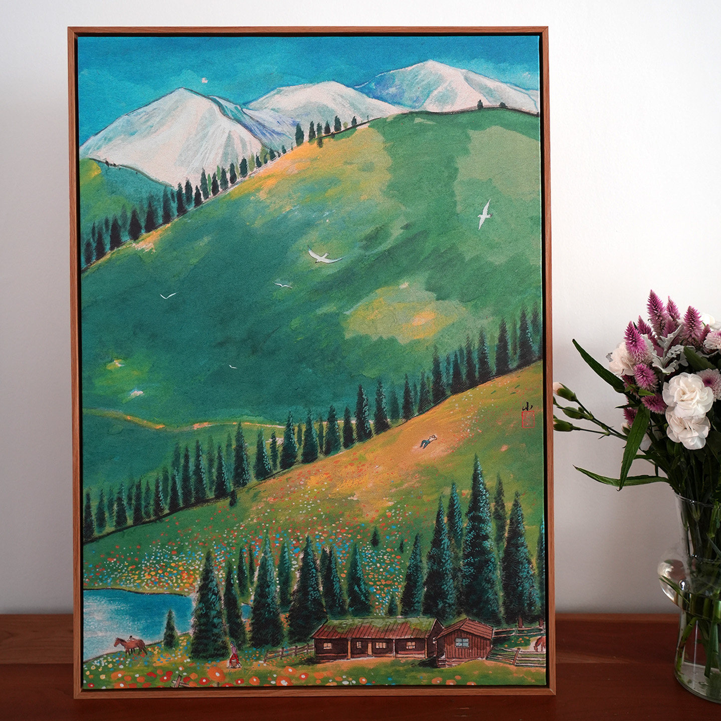 一二山新疆的早春皇小小原创装饰画新中式客厅书房沙发背景墙挂画,家居饰品,现代装饰画,淘宝优惠券,粉丝福利购,淘宝优惠卷