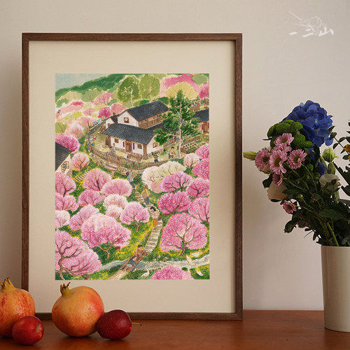 原创电表箱挂画一二山皇小小水墨