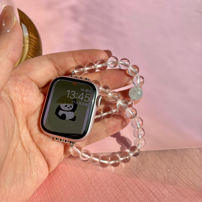 ZhuZhu原创设计白水晶海蓝宝苹果appleiwatchS10弹力绳表带