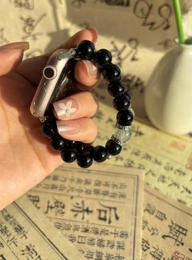 ZhuZhu原创设计新款黑色双链appleiwatch表带S8S9女款秋冬s7腕带