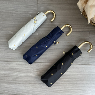 UPF50晴雨两用爱心小弯头可爱女生ins超轻日式 折叠雨伞