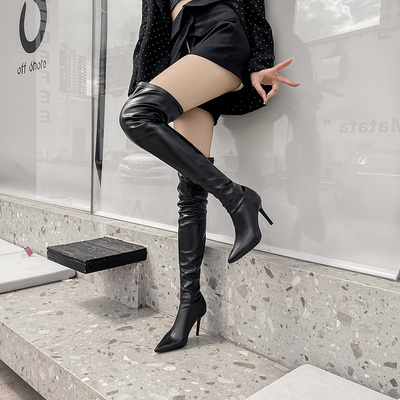 康莉达欧美过膝长靴细跟显瘦高跟