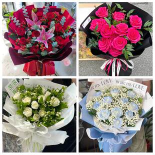 99朵玫瑰花束妇女节向日葵生日鲜花上海静安区天目西路北站江宁路