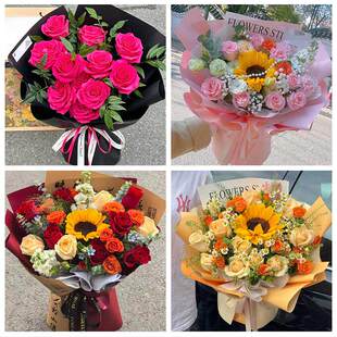 99朵玫瑰花束妇女节向日葵生日鲜花北京市房山区城关新镇向阳街道