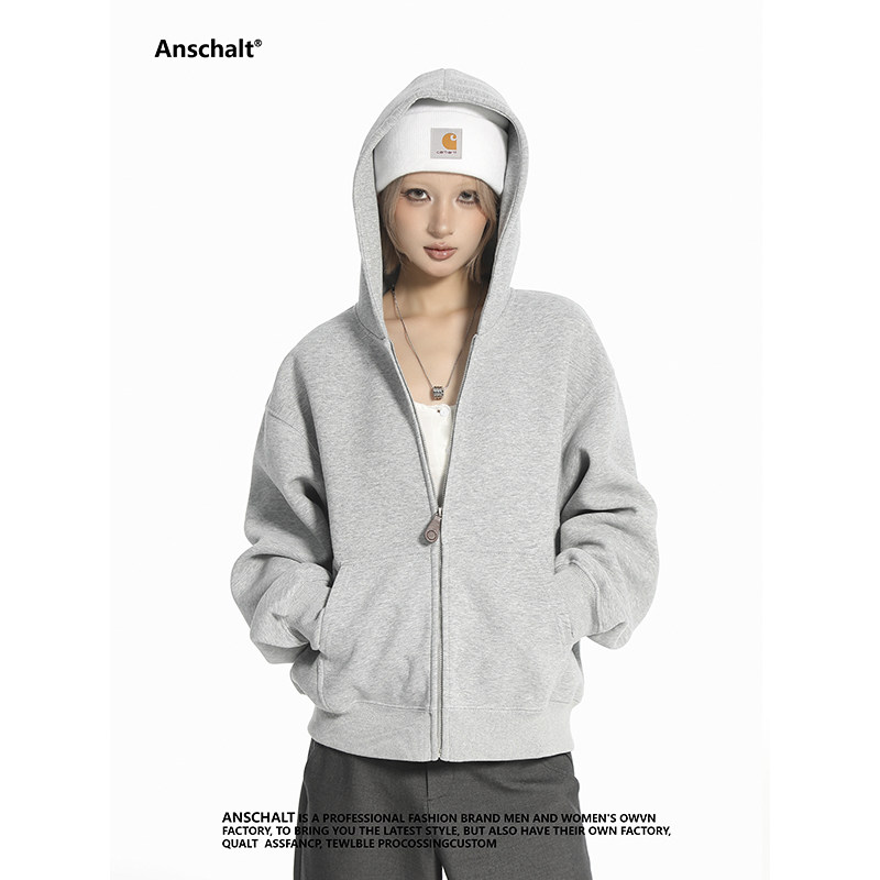 Anschalt美式复古连帽卫衣图片