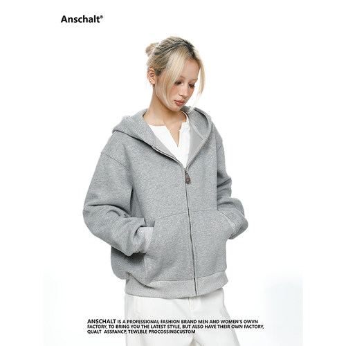Anschalt美式复古连帽卫衣