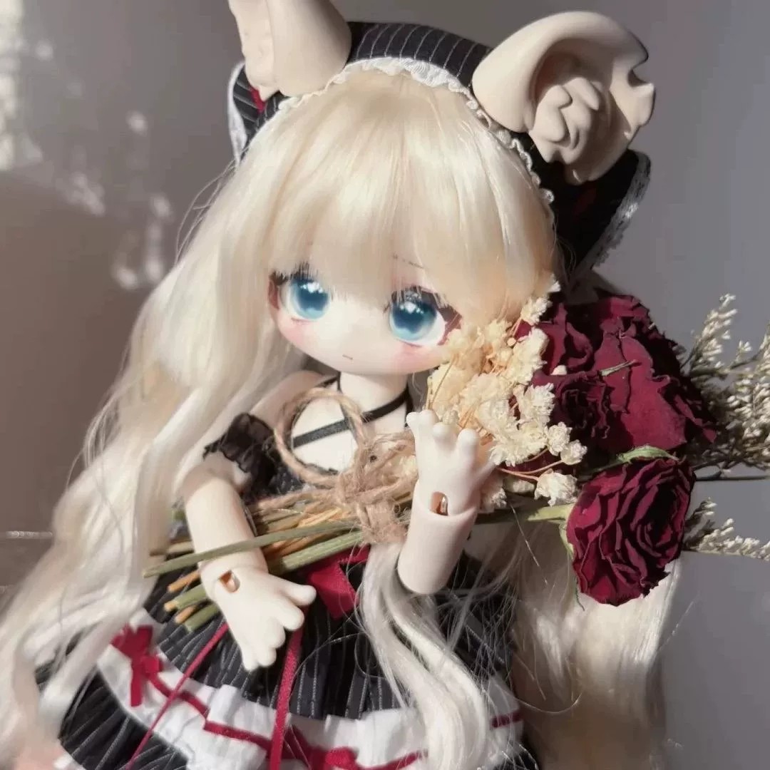 正版现货Meki咩绮-绒绒晚安系列四插六植发BJD盲盒可动人偶礼物