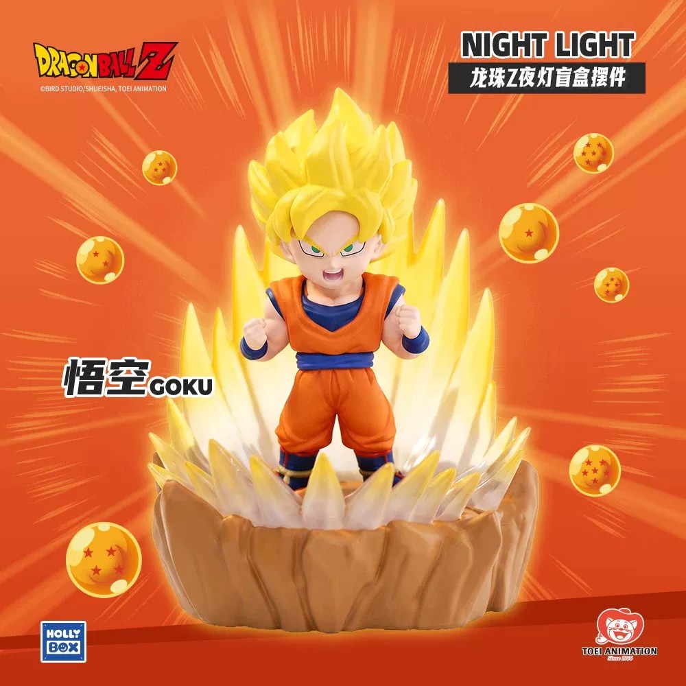 正版HOLLYBOX龙珠Z系列夜灯盲盒孙悟空贝吉塔发光摆件手办礼物