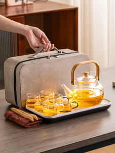 备泡茶壶茶杯便携式 瓷牌茗玻璃旅行功夫茶具小套装 户外露营喝茶装