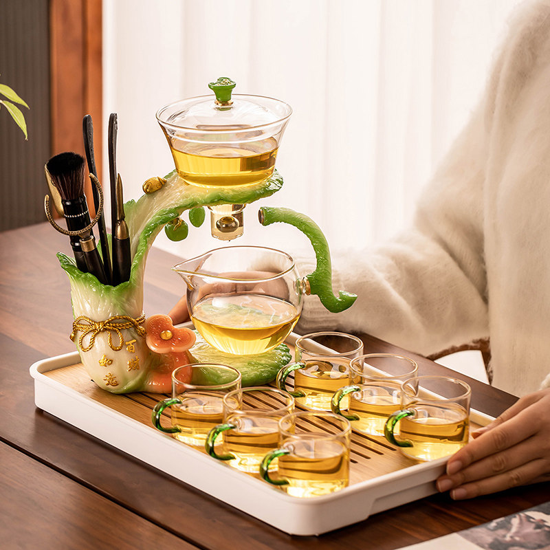 懒人玻璃自动茶具套组家用办公室会客喝茶泡茶器创意功夫茶壶茶道