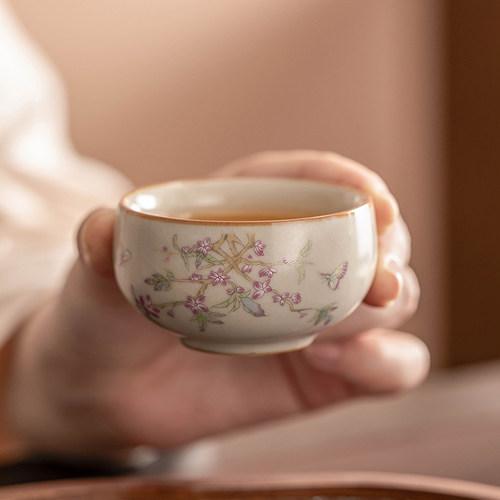 瓷牌茗汝窑陶瓷中式茶杯