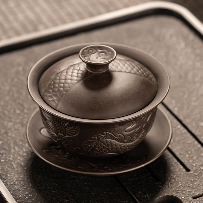 瓷牌茗盖碗圆润沿口不吸收茶渣