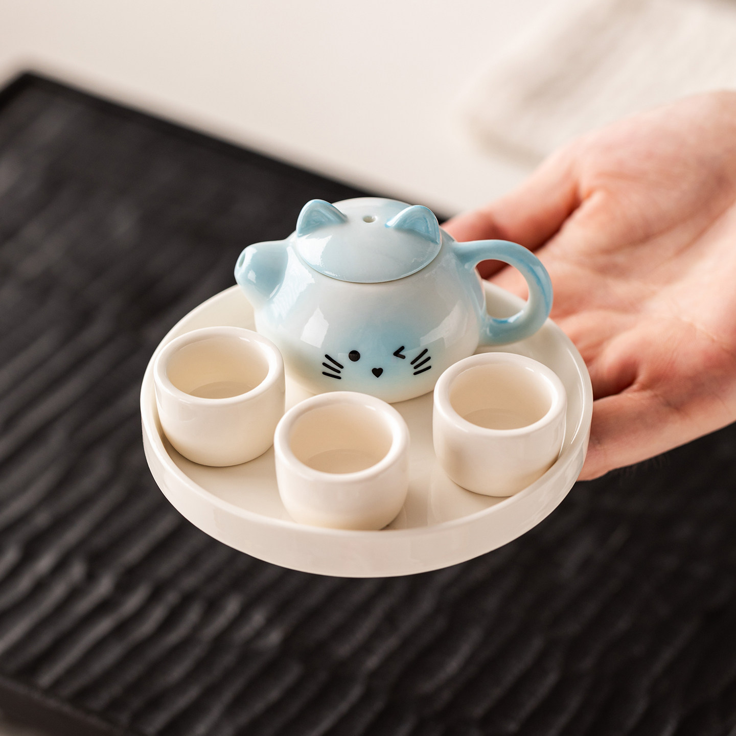 瓷牌茗中式萌趣猫咪茶壶家用迷你小号儿童小孩茶具陶瓷泡茶壶玩具