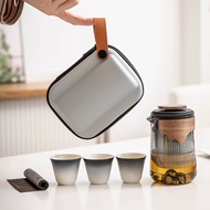 Bộ trà thủy tinh du lịch, cắm trại ngoài trời, cốc nhanh tiện lợi, túi du lịch, tách trà Kung Fu, ấm trà uống trà bộ ấm trà tử sa du lịch