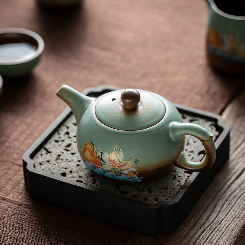 瓷牌茗粗陶茶壶手工铁锈彷柴烧釉陶瓷功夫茶具家用泡茶单壶分茶器