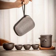 bộ bình trà có túi đựng đi du lịch Zisha du lịch bộ trà nhanh chóng cốc một nồi bốn cốc ấm trà ấm trà tiện lợi kung fu bộ trà ngoài trời uống trà ấm trà du lịch