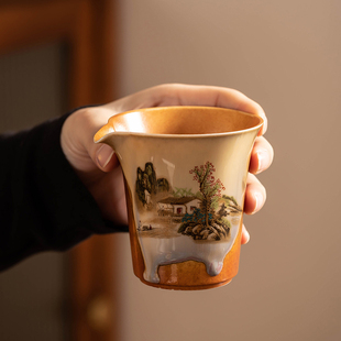 复古公道杯家用陶瓷柴烧茶海分茶器会客功夫茶具配件公杯匀杯 中式