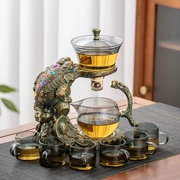 bộ trà thủy tinh Bộ trà bán tự động bằng thủy tinh dành cho người lười ở nhà, ấm trà Kung Fu cao cấp nhẹ nhàng, hiện vật pha trà văn phòng bộ bình trà thủy tinh bộ tách trà thuỷ tinh