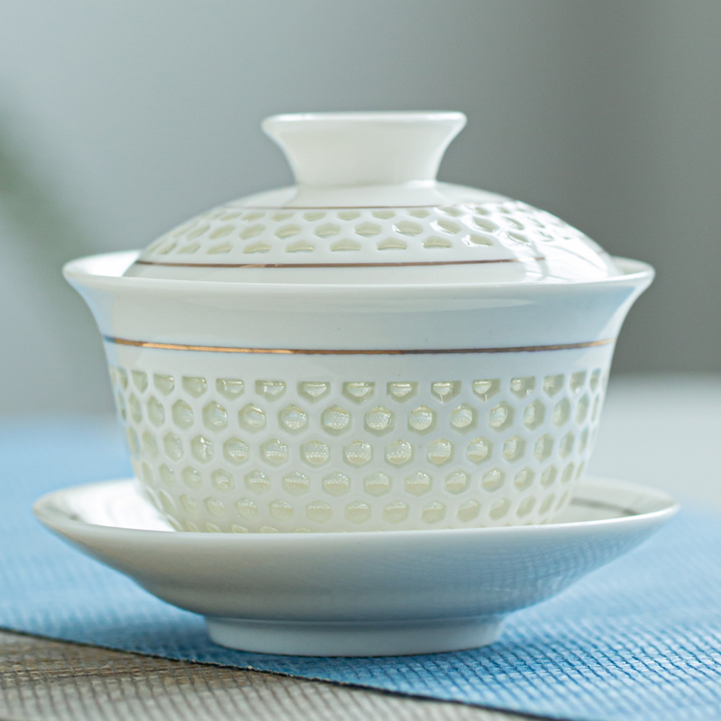 蜂窝玲珑镂空杯敬泡茶壶大号盖碗