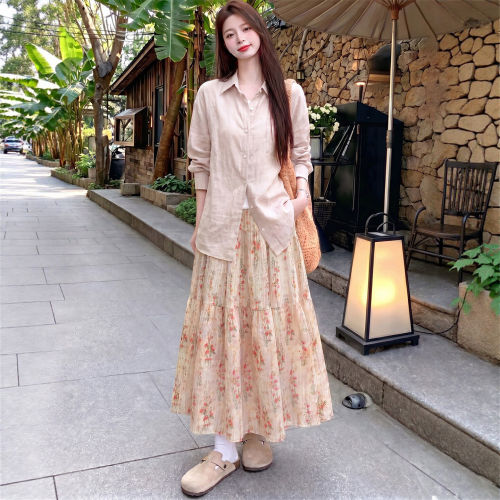 碎花半身裙女2026夏新款高腰a字半裙胖mm大码显瘦百褶雪纺蛋糕裙