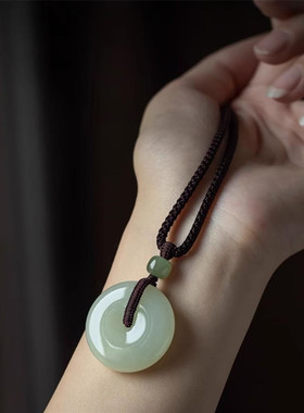 新款时尚天然和田玉平安扣吊坠男女流行玉佩挂件玉石玉坠项链饰品