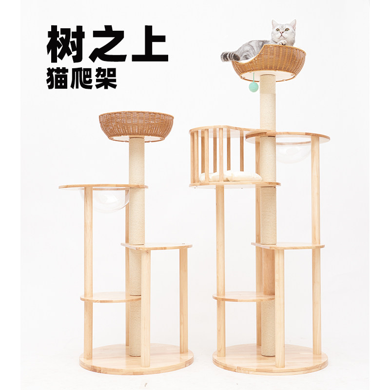 宽喵全橡胶木树之上猫爬架防潮