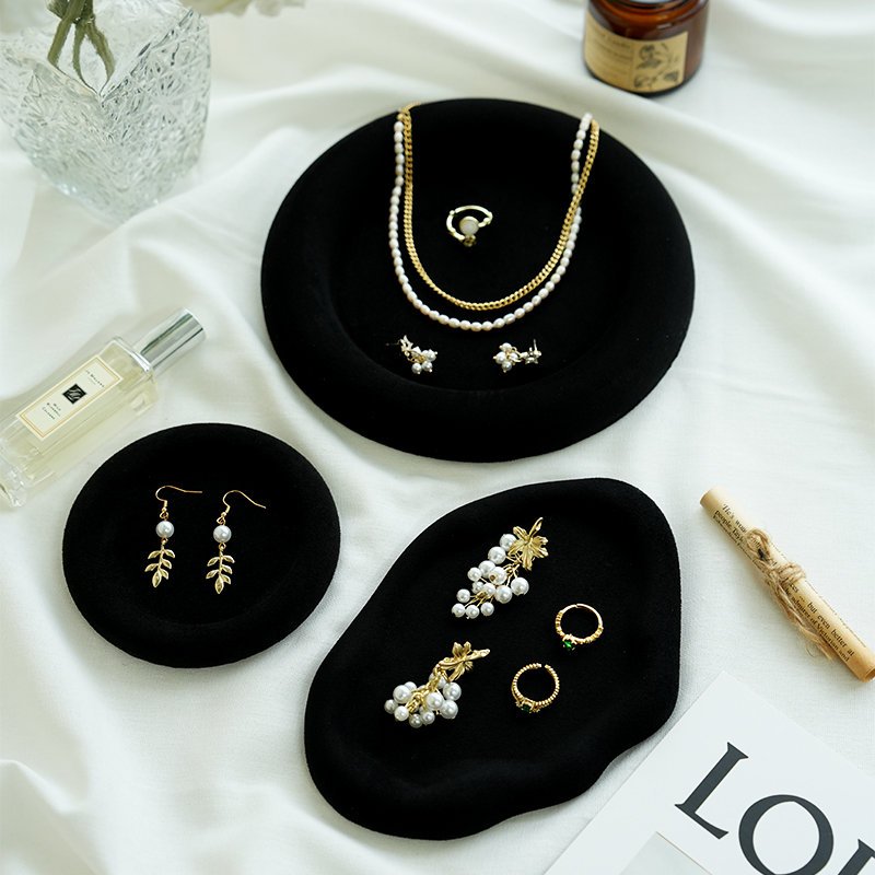 创意黑色圆形托盘饰品陈列道具