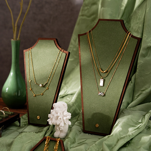 首饰展示架复古轻奢绿色人形板项链吊坠陈列架戒指盘饰品拍照道具