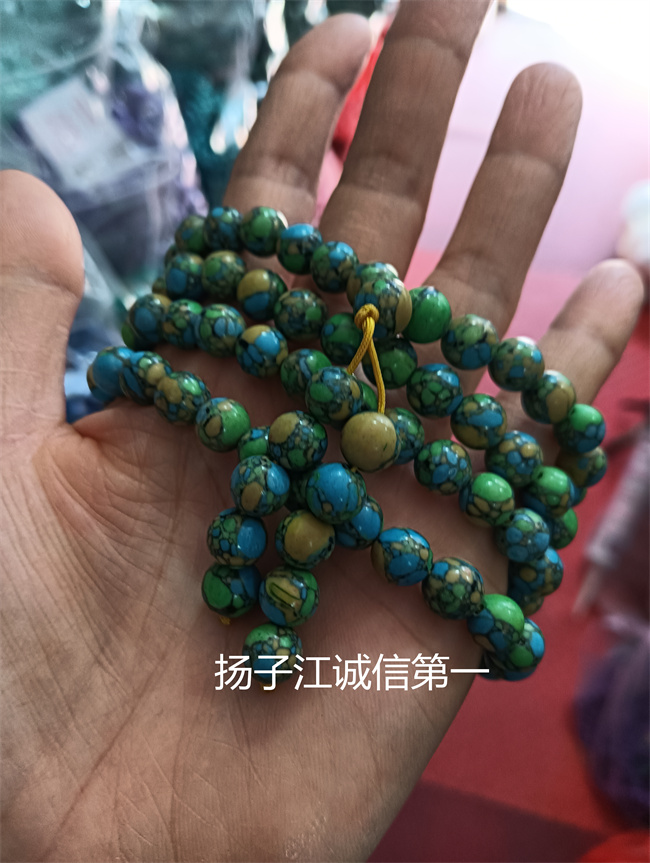 天然原矿绿松石精雕8毫米唐三彩108颗佛珠手链手串男女款玉石饰品