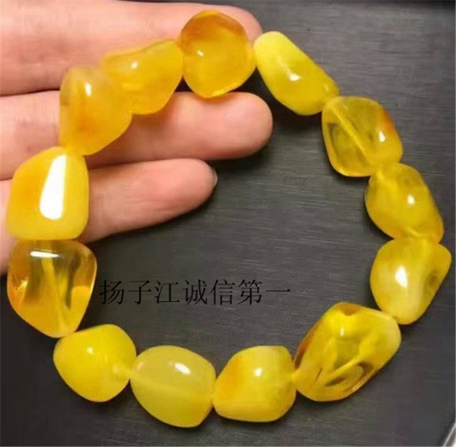 天然半蜜半珀随型手链 琥珀蜜蜡金珀半透明随形手串原石手链