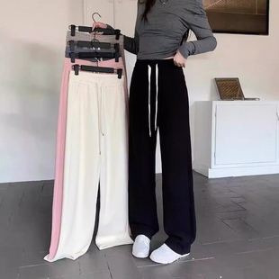 仙琦曼秋冬加绒加厚窄版直筒裤女软糯垂感保暖糯米绒阔腿裤白裤子