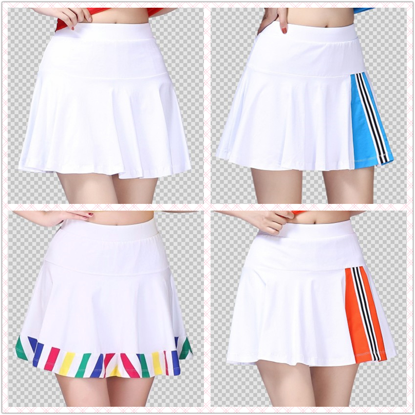 广场舞裙子白色短裙半身裙夏季新款水兵舞裙跳舞裙防走光大摆裙女