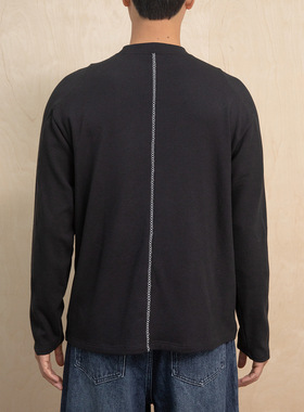 大泉哥东大门半高领T恤男长袖纯色气质通勤竖纹砍哈苏打底衫68263