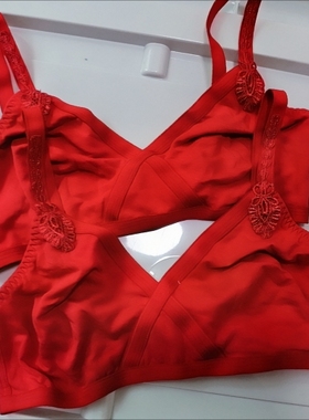 欧美*红色纯棉超薄无钢圈女士内衣文胸*75D