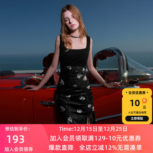 2025夏季方领收腰假两件连衣裙女