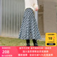 三彩2026春季 新款 设计感高腰复古格纹半身裙A字裙长裙显瘦垂感S