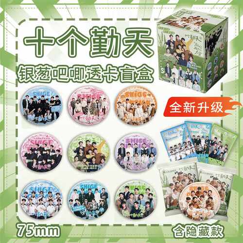 【第二弹】十个勤天银葱吧唧盲抽 75MM带透卡  明星炫彩徽章盲盒
