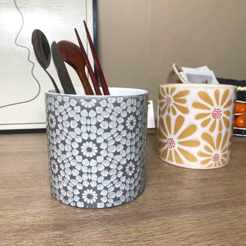 陶瓷直筒收纳罐厨房办公化妆工具