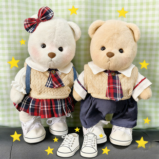 30cm莉娜关节熊娃衣情侣套装学院风套装泰迪熊衣服鞋子布娃娃配饰