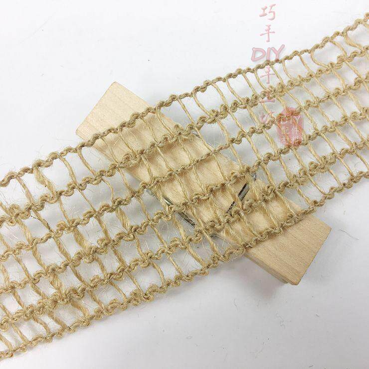 4.5cm网格扁黄麻绳编织麻绳花边手工DIY装饰辅料 10米5米一卷包邮