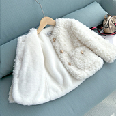 儿童皮草加绒加厚棉衣仿羊羔毛男童女童小宝宝秋冬季 保暖毛毛外套