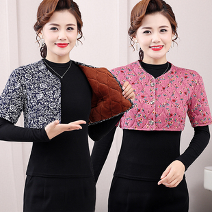 护颈护肩膀坎肩背心冬 保暖加绒马甲妈妈装 中年女装 蚕丝棉护肩中袖