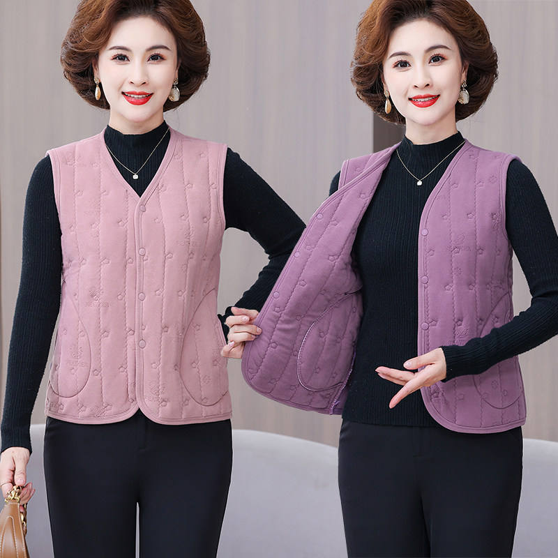 中老年女装德绒厚保暖马甲妈妈装V领单排扣背心坎肩奶奶春秋上衣,女装/女士精品,中老年女装,淘宝优惠券,粉丝福利购,淘宝优惠卷