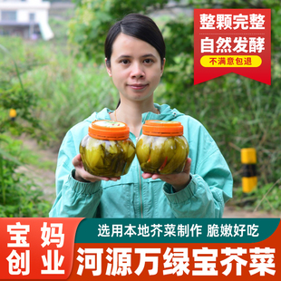 万绿宝酸芥菜整颗脆嫩小叶酸菜发酵瓶装泡菜河源特产1200g克包邮