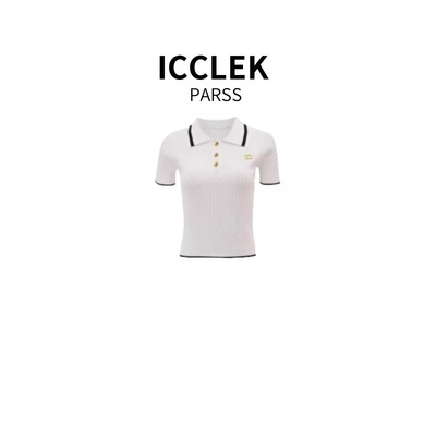 时尚百搭翻领短袖针织衫