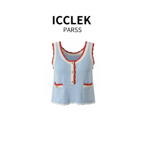 ICCLEK PARSS 2025夏季新款时尚针织衫无袖上衣-5767